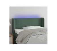 Vidaxl Tête De Lit À Led Vert Foncé 103x16x78/88 Cm Velours Vert