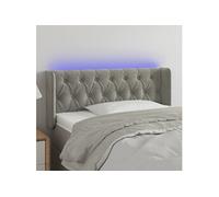 Tête de Lit à LED Meuble de Chambre à Coucher Accessoire de Lit Simple Tête de Cadre de Lit Intérieur Gris Clair 103x16x78/88 cm Velours