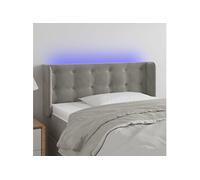 Tête de Lit à LED Meuble de Chambre à Coucher Accessoire de Lit Simple Tête de Cadre de Lit Intérieur Gris Clair 103x16x78/88 cm Velours