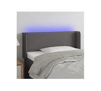 vidaXL Tête de Lit à LED Meuble de Chambre à Coucher Accessoire de Lit Simple Tête de Cadre de Lit Intérieur Gris 103x16x78/88 cm Similicuir Gris