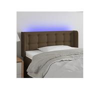 Vidaxl Tête De Lit À Led Marron Foncé 103x16x78/88 Cm Tissu Marron