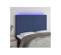 Vidaxl Tête De Lit À Led Bleu 144x5x118/128 Cm Tissu Bleu