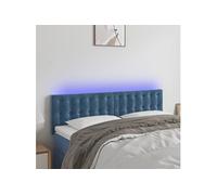 vidaXL Tête de Lit à LED Meuble de Chambre à Coucher Accessoire de Lit Double Tête de Cadre de Lit Intérieur Bleu Foncé 144x5x78/88 cm Velours