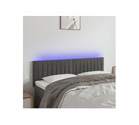 vidaXL Tête de lit double LED Velours Gris foncé 144x5x78/88 cm