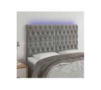 Vidaxl Tête De Lit À Led Gris Clair 144x7x118/128 Cm Velours Gris
