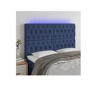 Vidaxl Tête De Lit À Led Bleu 144x7x118/128 Cm Tissu Bleu