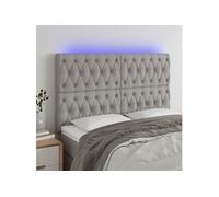 Vidaxl Tête De Lit À Led Gris Clair 144x7x118/128 Cm Tissu Gris