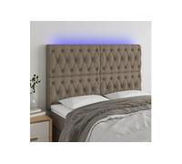 Tête de Lit à LED Meuble de Chambre à Coucher Accessoire de Lit Double Tête de Cadre de Lit Intérieur Taupe 144x7x118/128 cm Tissu
