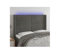 Vidaxl Tête De Lit À Led Gris Foncé 147x16x118/128 Cm Velours Gris