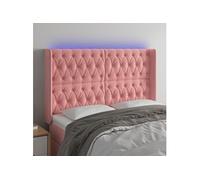 vidaXL Tête de lit LED rose 147x16x118/128 cm velours