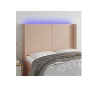Hoofdbord LED 147x16x118/128 cm kunstleer cappuccinokleurig3123863