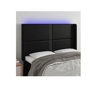 Hoofdbord LED 147x16x118/128 cm kunstleer zwart3123998