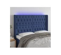 Vidaxl Tête De Lit À Led Bleu 147x16x118/128 Cm Tissu Bleu