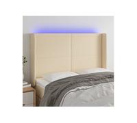 Vidaxl Tête De Lit À Led Crème 147x16x118/128 Cm Tissu