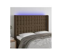 Vidaxl Tête De Lit À Led Marron Foncé 147x16x118/128 Cm Tissu Marron