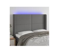Vidaxl Tête De Lit À Led Gris Foncé 147x16x118/128 Cm Tissu Gris