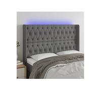 Hoofdbord LED 147x16x118/128 cm stof donkergrijs3124383