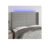 Hoofdbord LED 147x16x118/128 cm stof lichtgrijs3124186