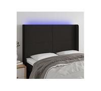 Hoofdbord LED 147x16x118/128 cm stof zwart3123768