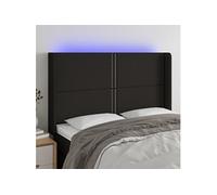 Vidaxl Tête De Lit À Led Noir 147x16x118/128 Cm Tissu Noir