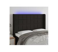 Vidaxl Tête De Lit À Led Noir 147x16x118/128 Cm Tissu Noir