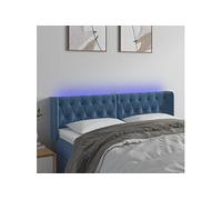 Vidaxl Tête De Lit À Led Bleu Foncé 147x16x78/88 Cm Velours Bleu
