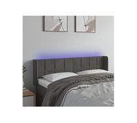 vidaXL Tête de lit à LED Gris foncé 147x16x78/88 cm Velours