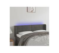 Vidaxl Tête De Lit À Led Gris Foncé 147x16x78/88 Cm Velours Gris