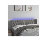 Tête de Lit à LED Meuble de Chambre à Coucher Accessoire de Lit Double Tête de Cadre de Lit Intérieur Gris Clair 147x16x78/88 cm Velours