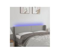 Tête de Lit à LED Meuble de Chambre à Coucher Accessoire de Lit Double Tête de Cadre de Lit Intérieur Gris Clair 147x16x78/88 cm Tissu