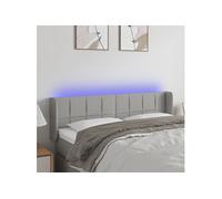 Tête de Lit à LED Meuble de Chambre à Coucher Accessoire de Lit Double Tête de Cadre de Lit Intérieur Gris Clair 147x16x78/88 cm Tissu 3123234