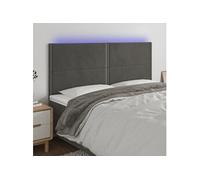 Vidaxl Tête De Lit À Led Gris Foncé 160x5x118/128 Cm Velours Gris