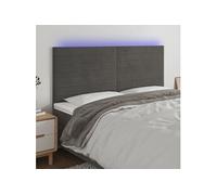 vidaXL Tête de lit à LED cadre de lit intérieur Velours Gris Foncé 160x5x118/128 cm Double