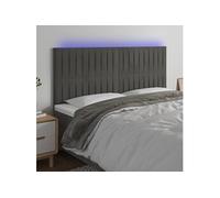 vidaXL Hoofdbord LED 160x5x118/128 cm fluweel donkergrijs3122717 Gris foncé G