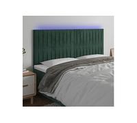 Vidaxl Tête De Lit À Led Vert Foncé 160x5x118/128 Cm Velours Vert