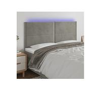 Hoofdbord LED 160x5x118/128 cm fluweel lichtgrijs3122338