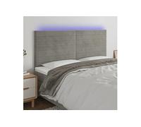 Hoofdbord LED 160x5x118/128 cm fluweel lichtgrijs3122618