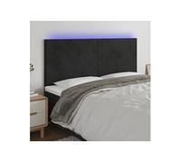 Vidaxl Tête De Lit À Led Noir 160x5x118/128 Cm Velours Noir