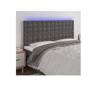 Hoofdbord LED 160x5x118/128 cm kunstleer grijs3122524