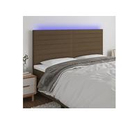 Vidaxl Tête De Lit À Led Marron Foncé 160x5x118/128 Cm Tissu Marron