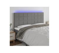 vidaXL Tête de lit à LED en tissu gris foncé 160x5x118/128 cm