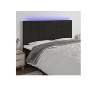 Vidaxl Tête De Lit À Led Noir 160x5x118/128 Cm Tissu Noir