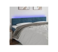vidaXL Tête de lit à LED pour lit double Velours Bleu foncé 160x5x78/88 cm