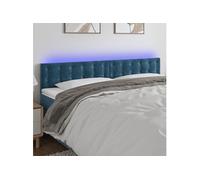 vidaXL Tête de lit LED pour lit double Velours Bleu foncé 160x5x78/88 cm