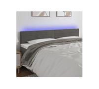 vidaXL Tête de lit à LED 3121807 160x5x78/88 cm Velours Gris foncé