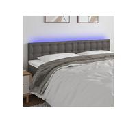 vidaXL Tête de lit LED Similicuir Gris pour lit double 160×5×78/88 cm