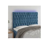 Hoofdbord LED 160x7x118/128 cm fluweel donkerblauw3122818