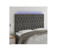 Hoofdbord LED 160x7x118/128 cm fluweel donkergrijs3122815