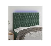 vidaXL Tête de lit LED 3122817 - 160x7x118/128 cm - Velours Vert foncé