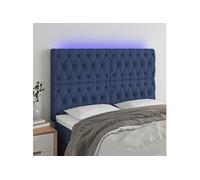 Vidaxl Tête De Lit À Led Bleu 160x7x118/128 Cm Tissu Bleu